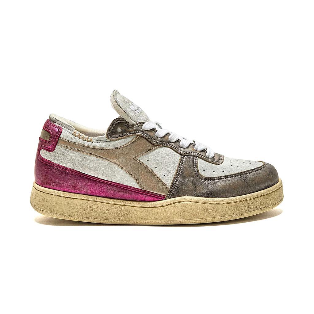 Diadora Lifestyle Femenino Moda Mi Basket Row Cut Metal Pigskin Used Wn White/Fucsia Red