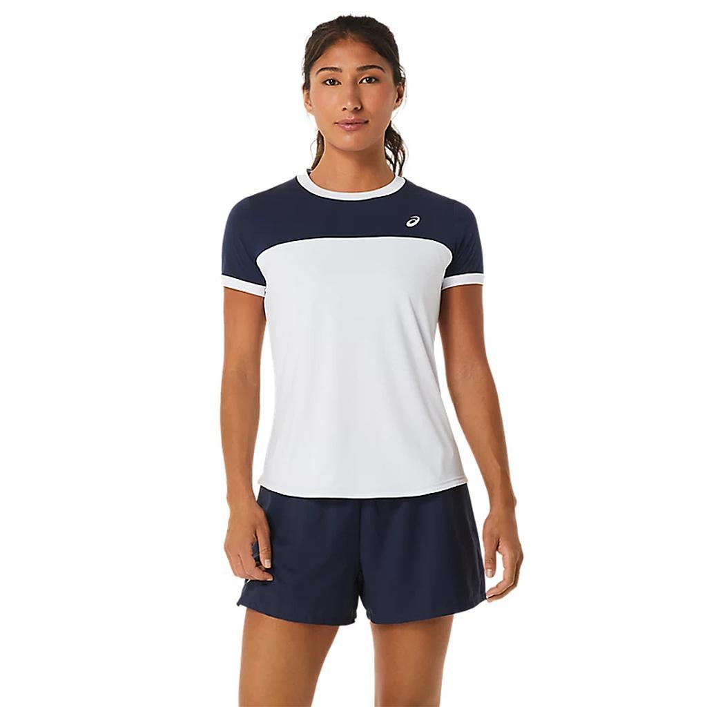 Asics Remeras Femenino Running Court Ss Top Brilliant White/Midnight