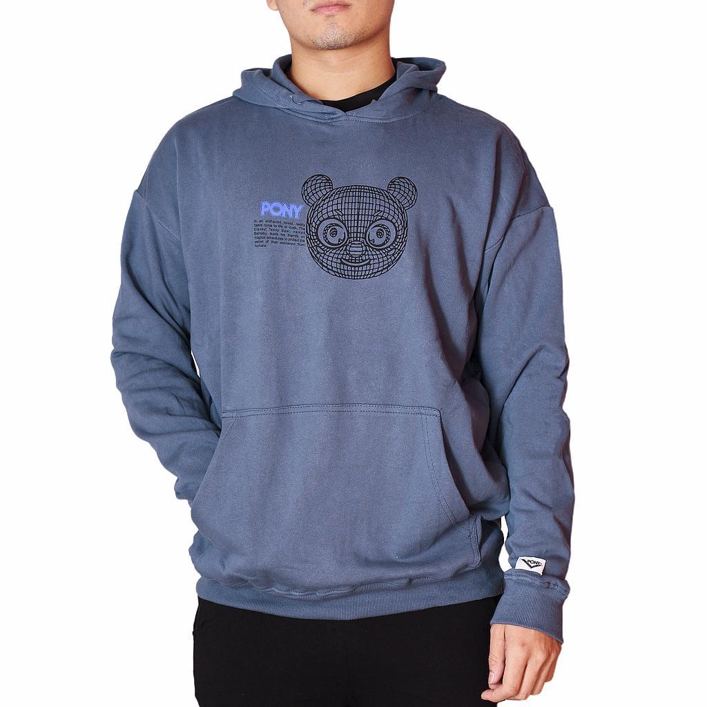 Pony Canguros Masculino Moda Press Button Boxy Fit Blue