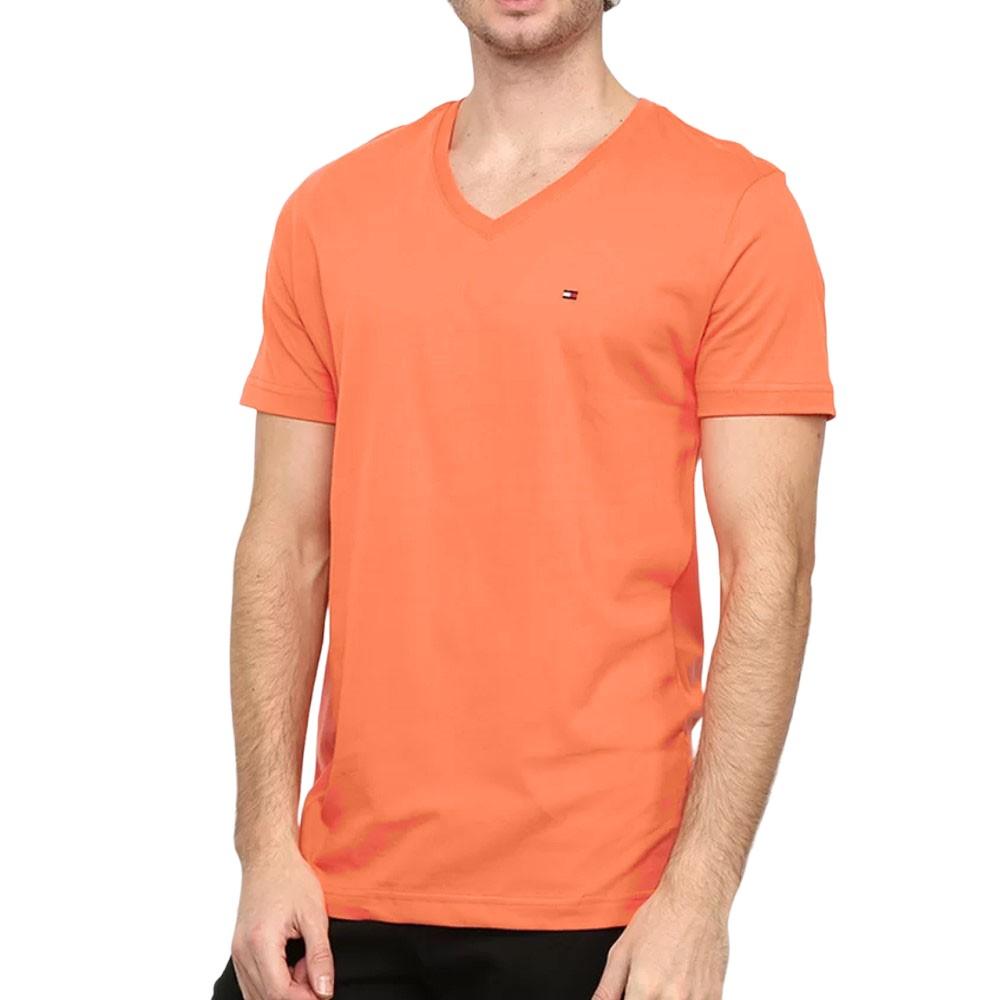 Tommy Hilfiger T-Shirt Masculino |Wcc Essential Cotton Vneck Tee Hawaiian Coral