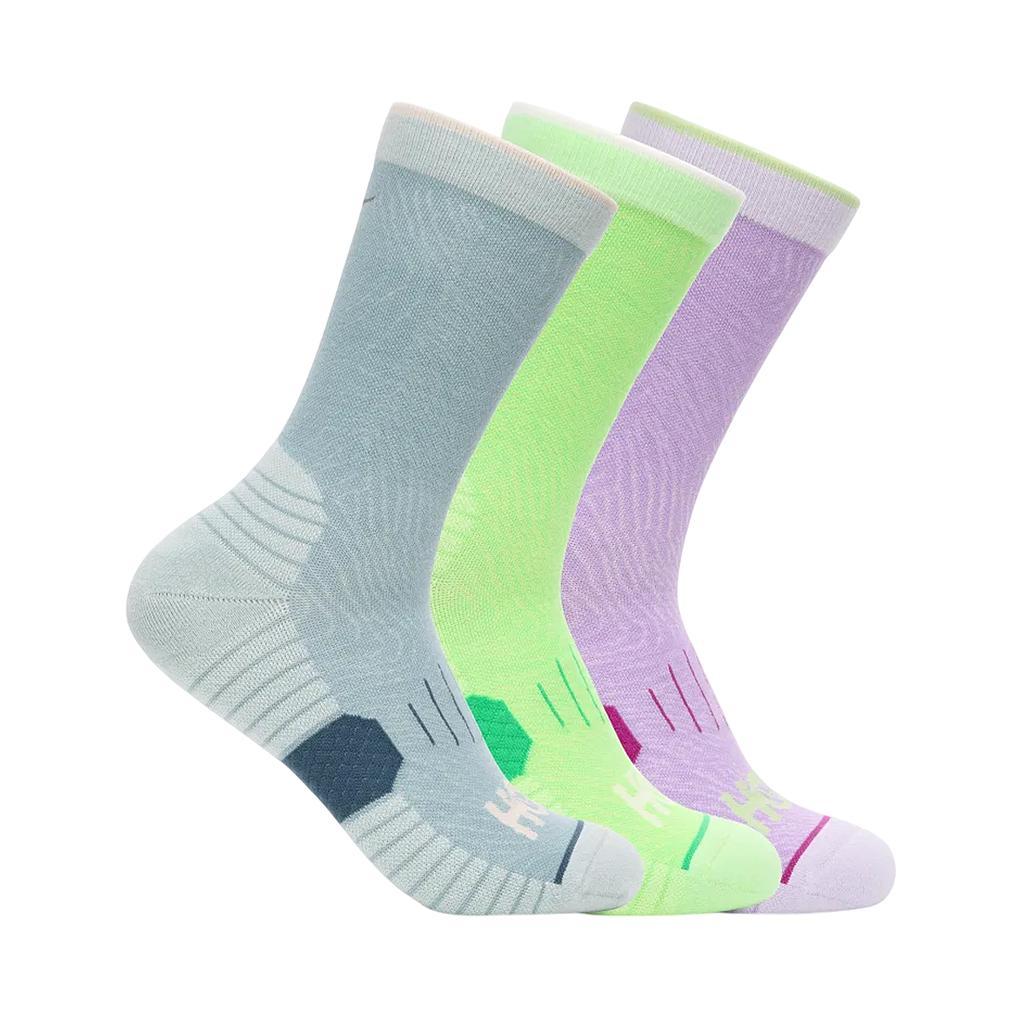 Hoka Medias Unisex Running U Crew Run Sock 3 Pack Druzy/Tart Apple/Aster Flower
