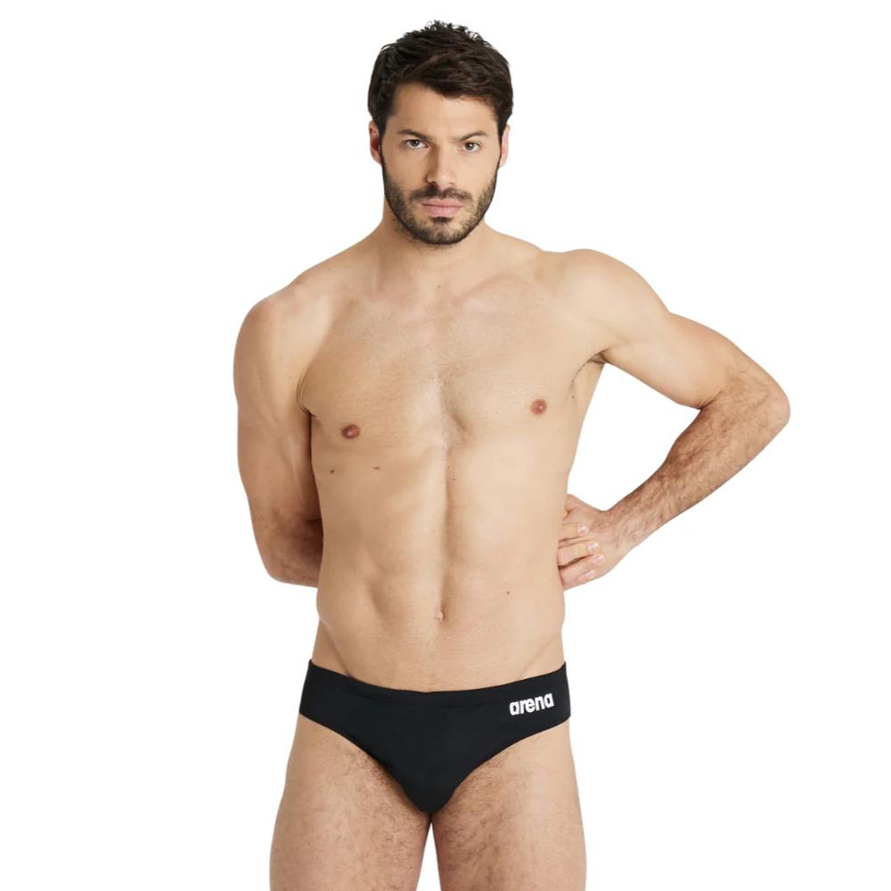 Arena Short de baño Masculino Natacion Team Swim Briefs Solid Black White
