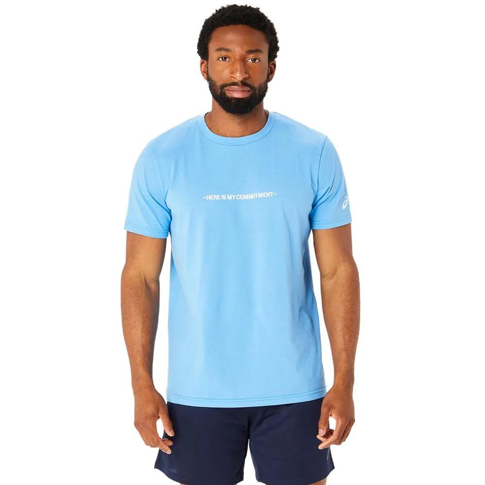 Asics Remeras Masculino Training Message Knit Ss Top Waterscape