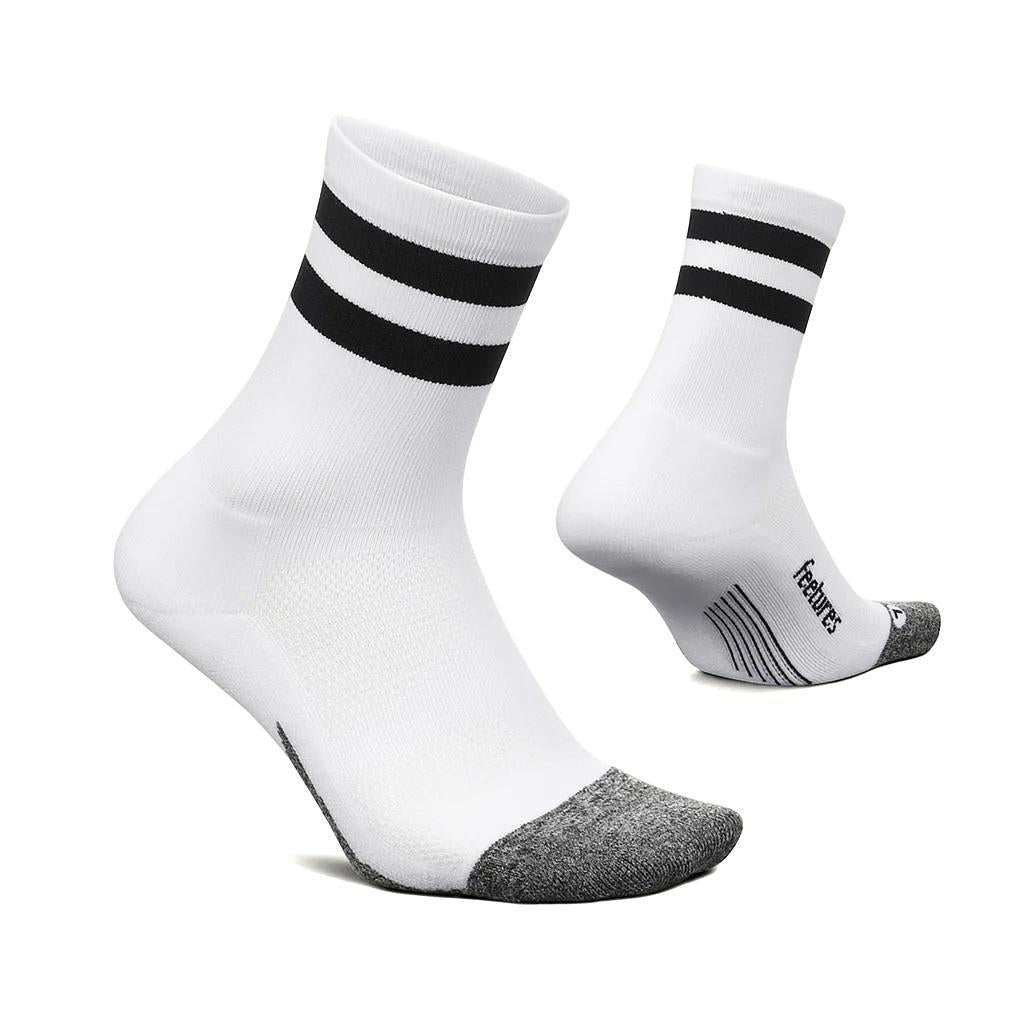E905692 Feetures Medias Unisex Running Elite Light Cushion Mini Crew White High Top Stripe