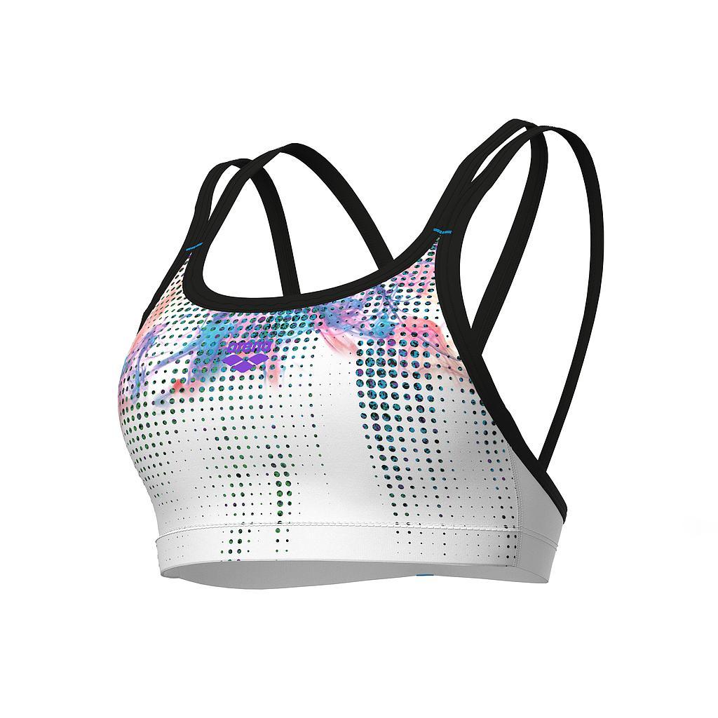Arena Tops Femenino Natacion Bra Top Graphic White Multi