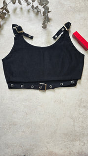 Top Femenino  Hana Hebilla Bengalina Negro