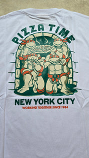 Remera Masculino  Oversized Pizza Time Blanco