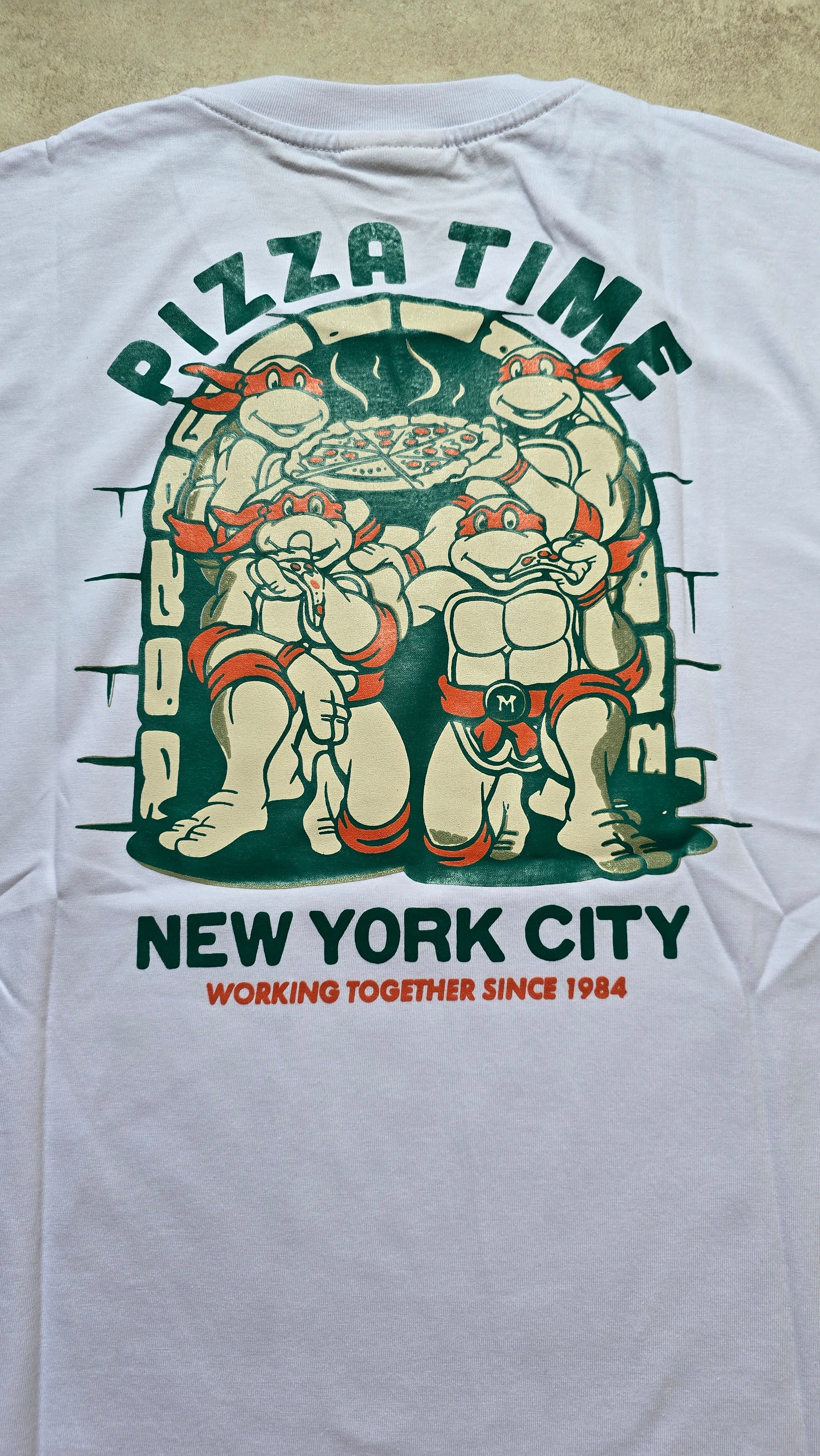 Remera Masculino  Oversized Pizza Time Blanco