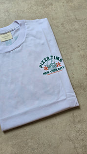 Remera Masculino  Oversized Pizza Time Blanco