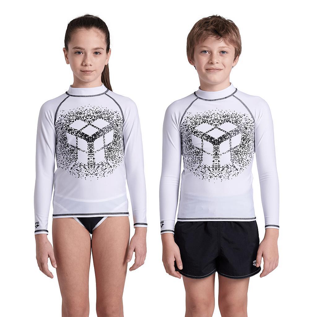 006296-155 Arena Remeras de proteccion Unisex Natacion Rash Vest L/S Graphic White Black