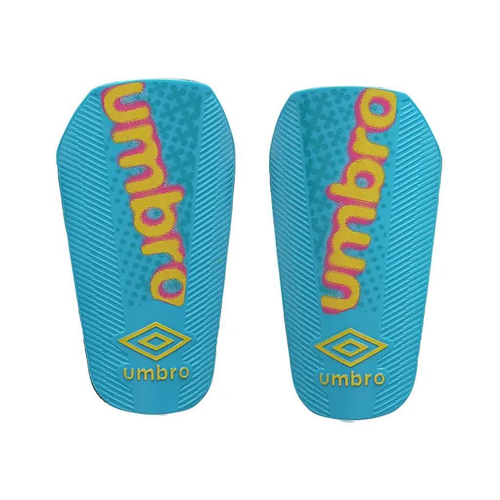 21441U-MVY Umbro Canilleras Futbol Stratus Slip Nc Atomic Blue/Safety Yellow/Multi