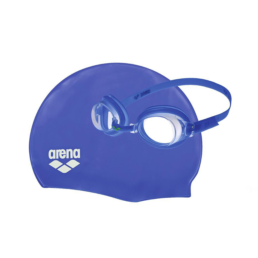 Arena Set Gorras Lentes Unisex Natacion Pool Jr Set Blue Clear Blue White