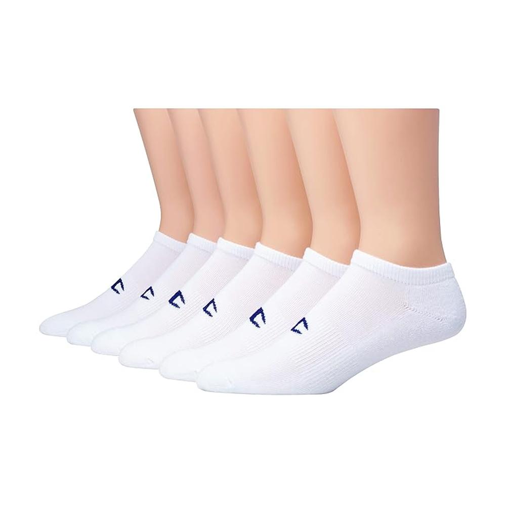 038257132274-CH683 Champion Medias Femenino No Show 6 Pairs White