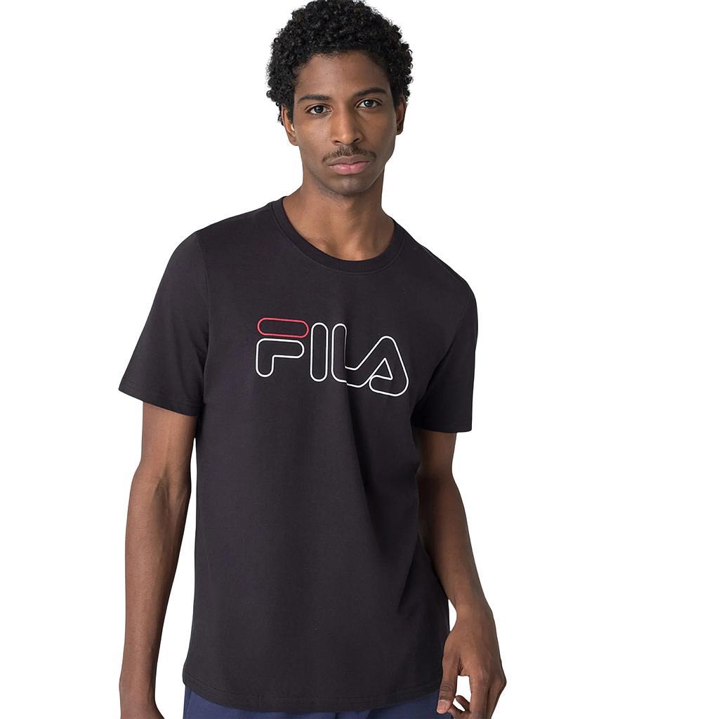 Fila Remeras Masculino Moda Regular Letter Outline Black/White/Red