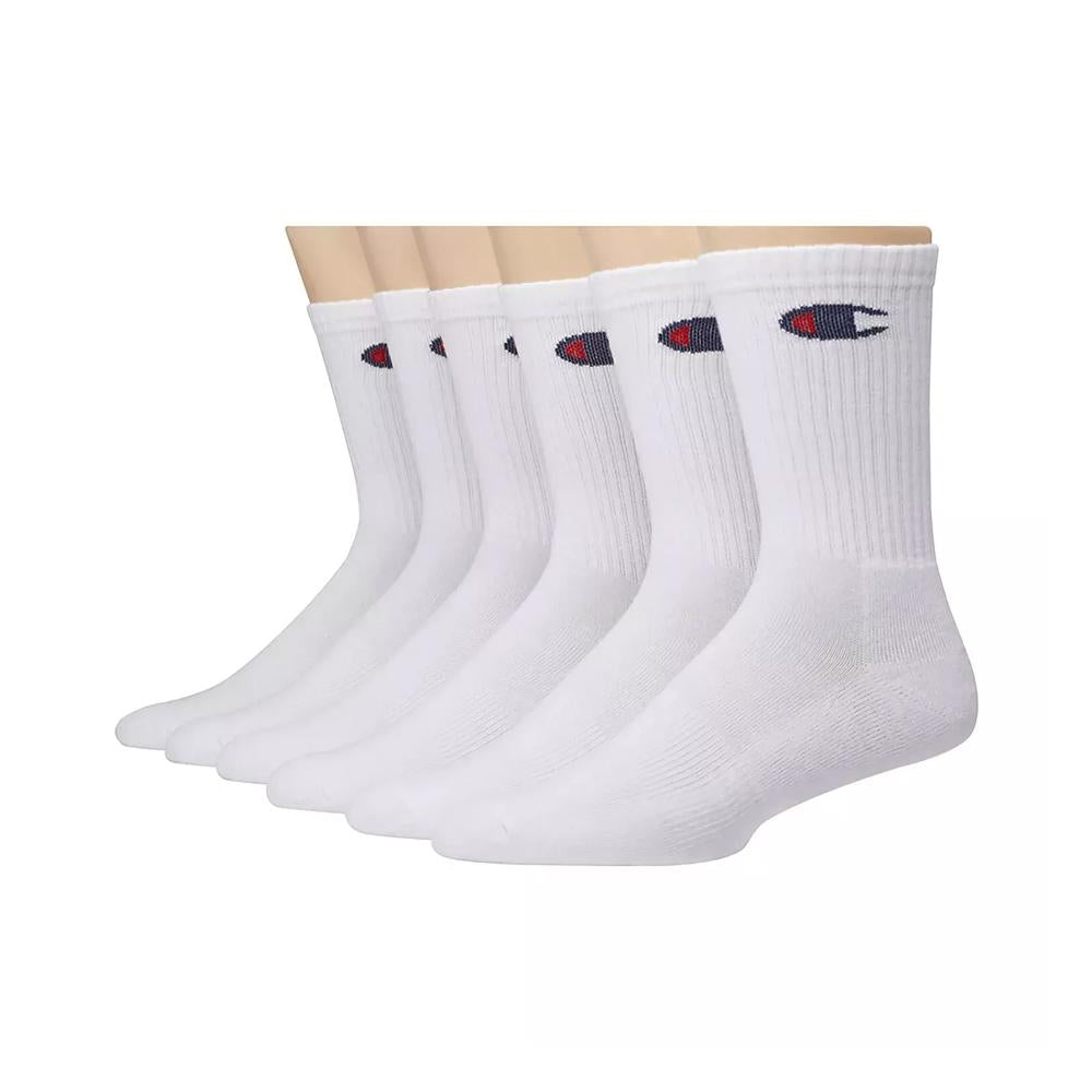 038257132311 CH170 Champion Medias Masculino Crew 6 Pairs White