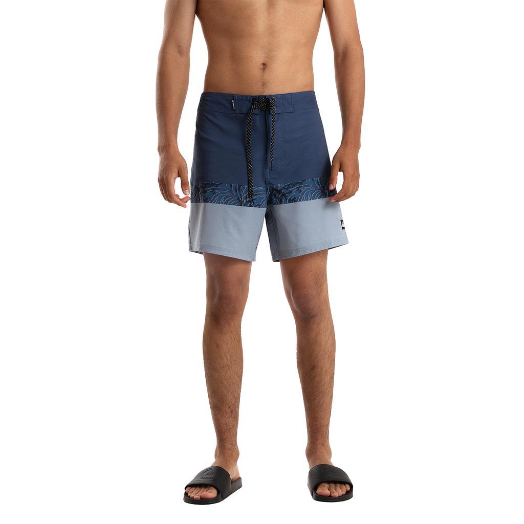 Quiksilver Shorts de Baqo Masculino Moda Boardshort Panel Azul-Gris
