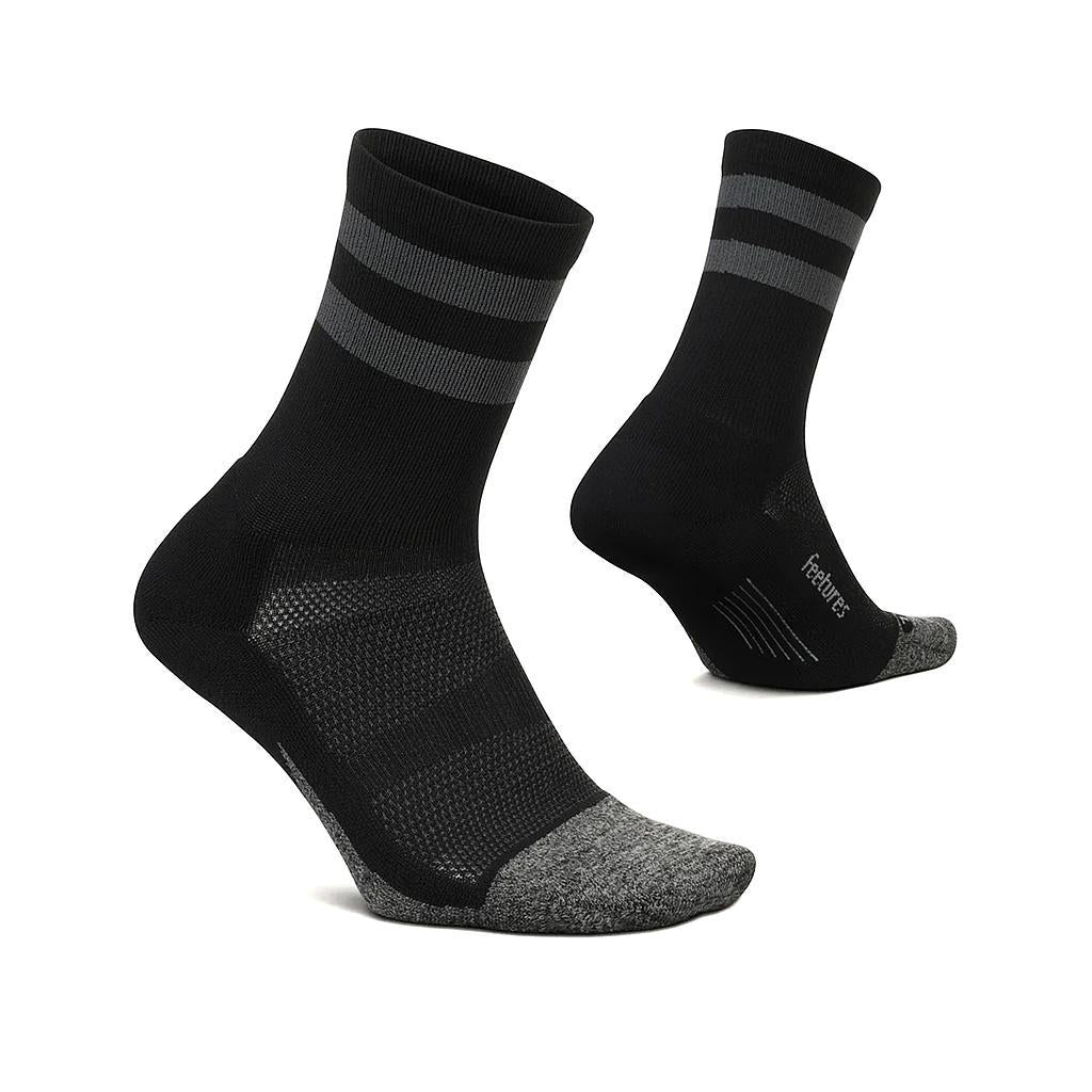 E904043 Feetures Medias Unisex Running Elite Light Cushion Mini Crew Black High Top Stripe