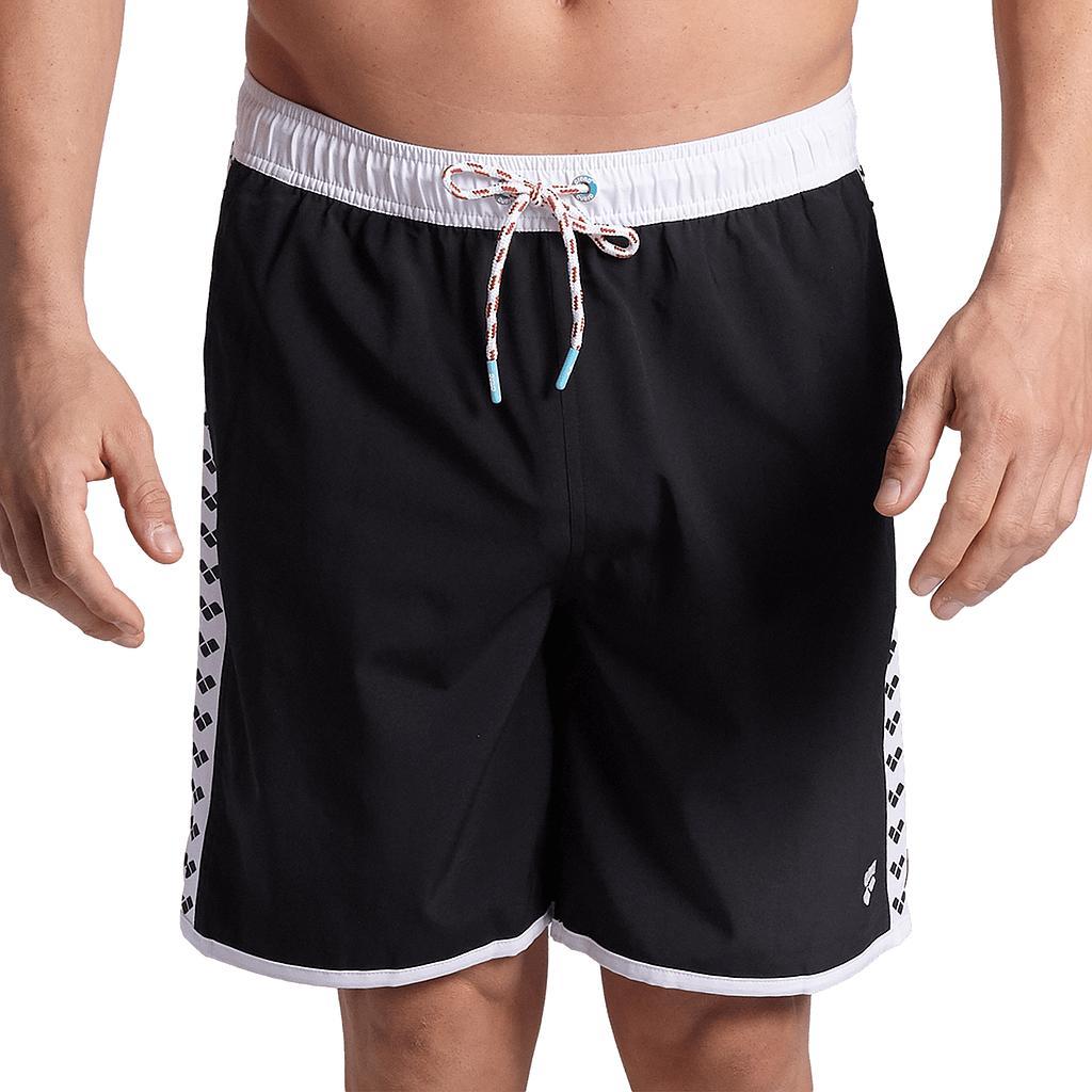 Arena Bermudas Unisex Moda Icons Team Stripe Black White Black