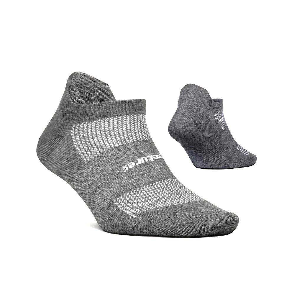 FA55583 Feetures Medias Unisex Running Ultra Light No Show Tab Heather Gray