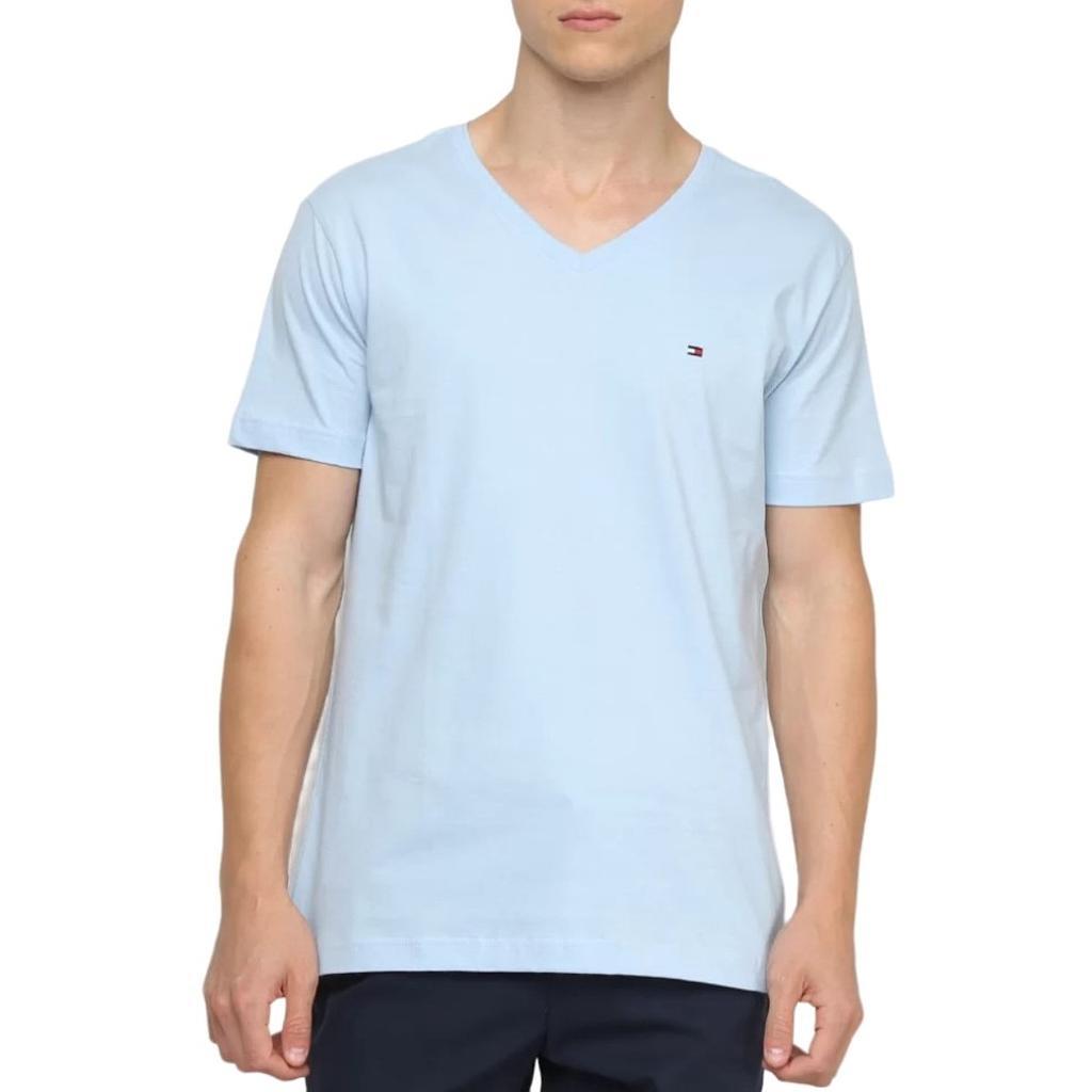 Tommy Hilfiger T-Shirt Masculino Wcc Essential Cotton Vneck T Frosty Jade