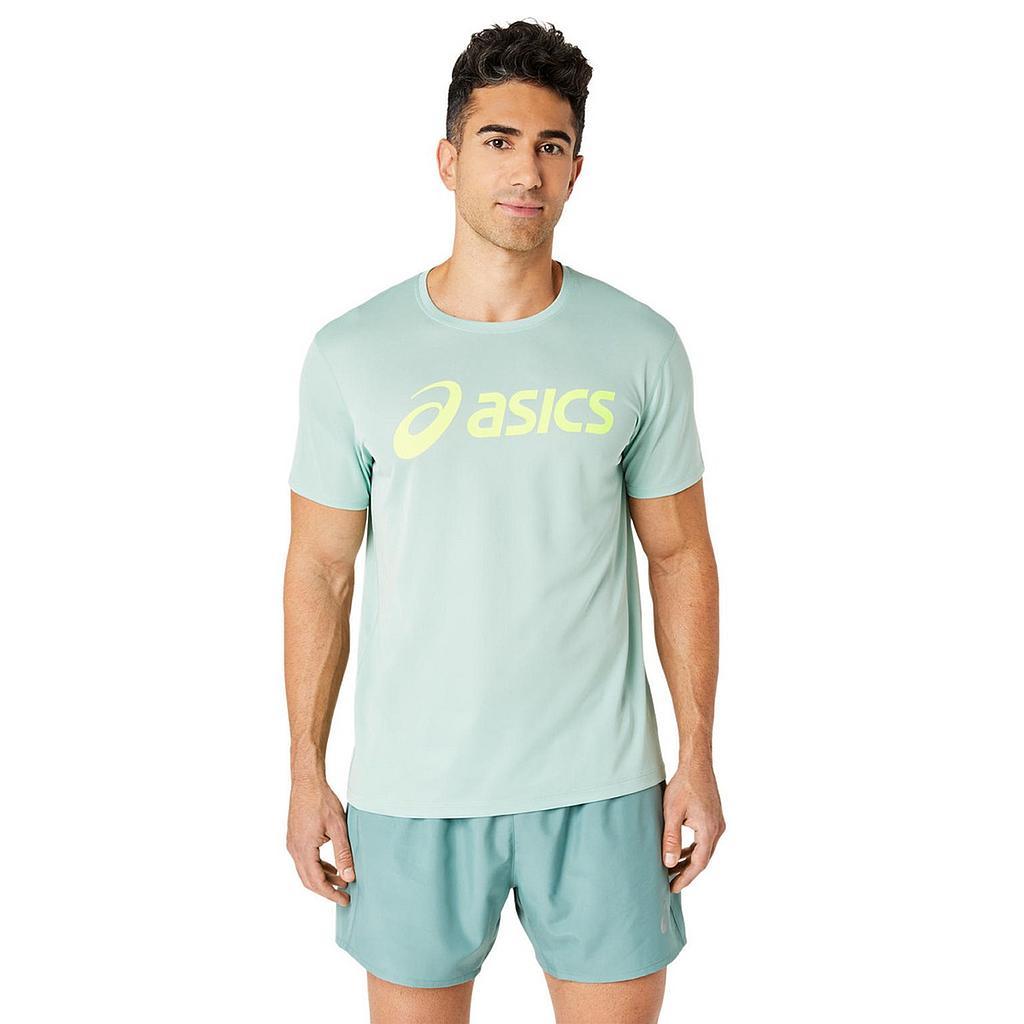 Asics Remeras Masculino Running Silver Asics Top Light Celadon/Safety Yellow