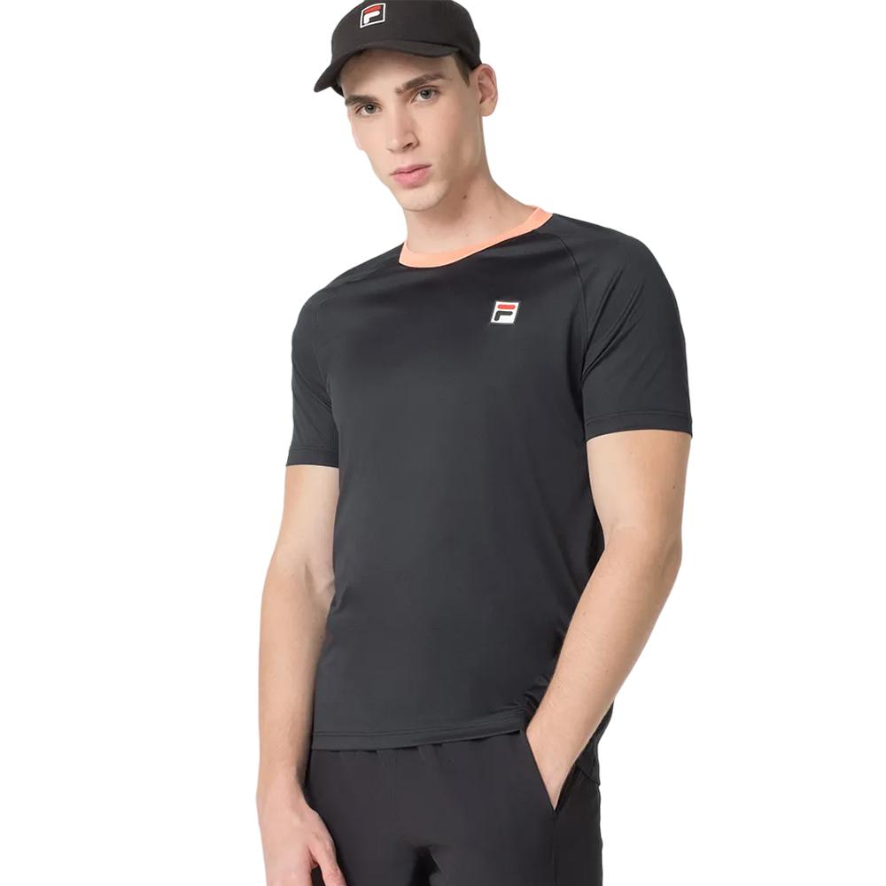 Fila Remeras Masculino Tenis Classic II Black/Coral Orange