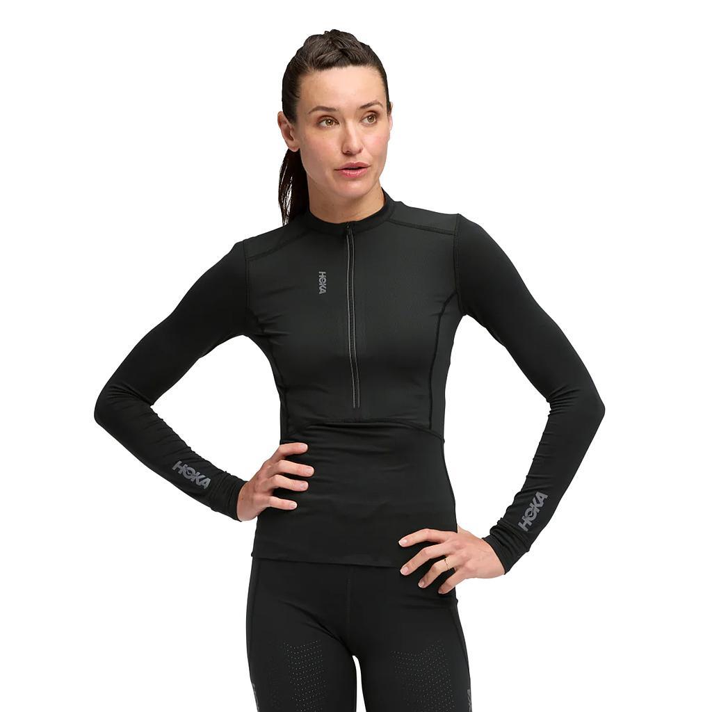 Hoka Remeras Tirmicas Femenino Running Skybreeze Long Sleeve Zip Black