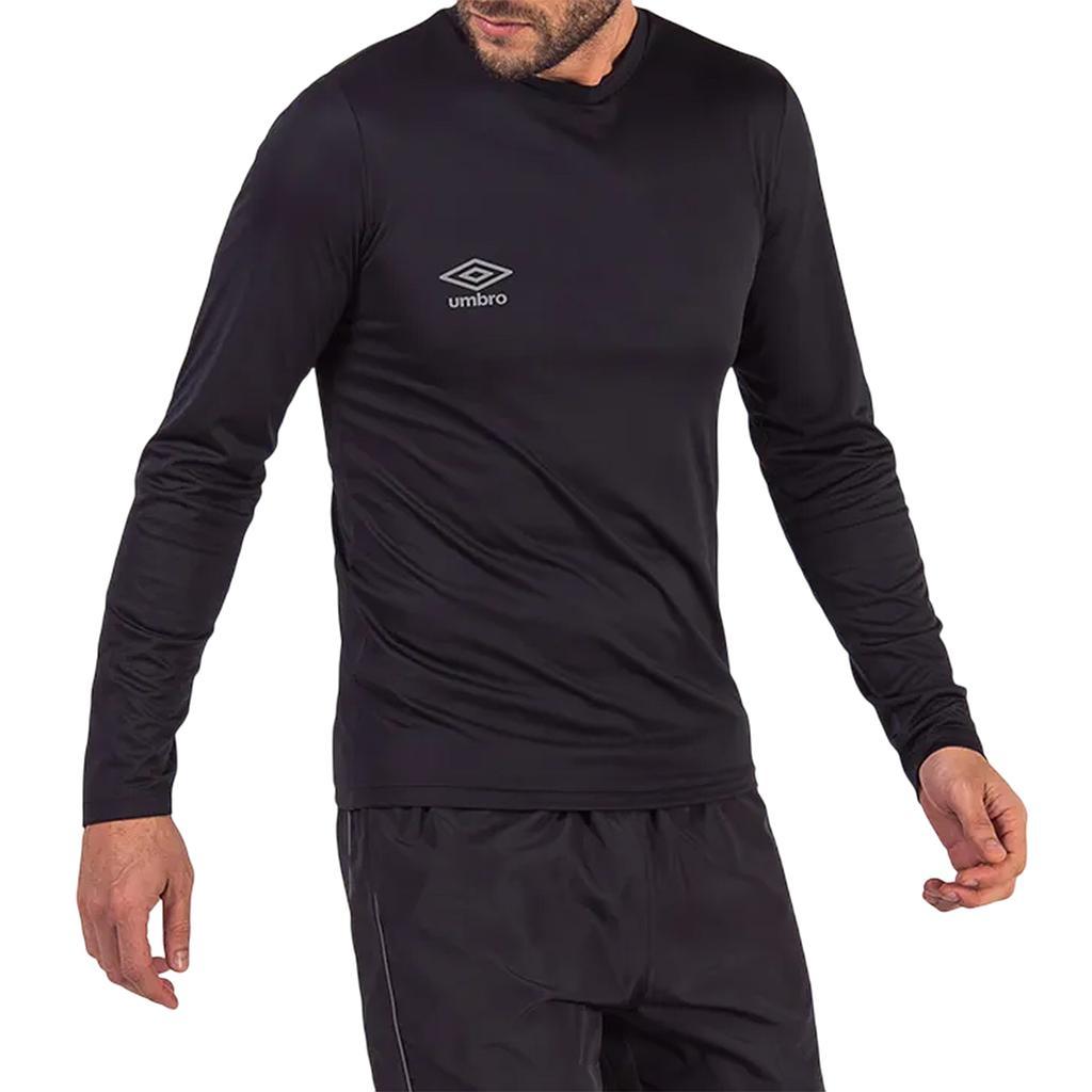 Umbro Remeras Mangas Largas Masculino Running Basic UV Preto