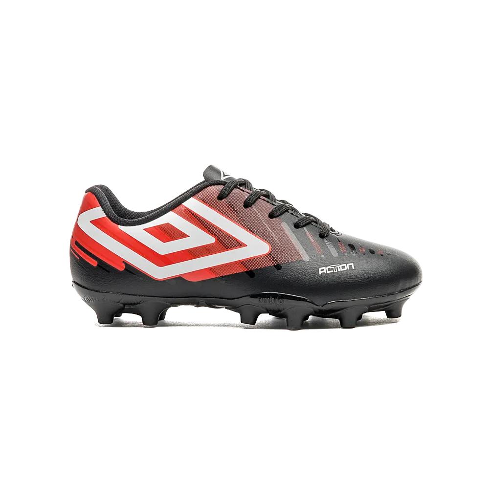 U07FB00287-142 Umbro Campo Niños Futbol Action Jr Black/Flame Scarlet/White