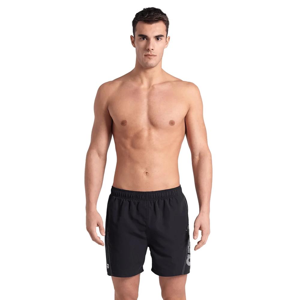 Arena Shorts Masculino Natacion Fundamentals Logo Boxer R Black White