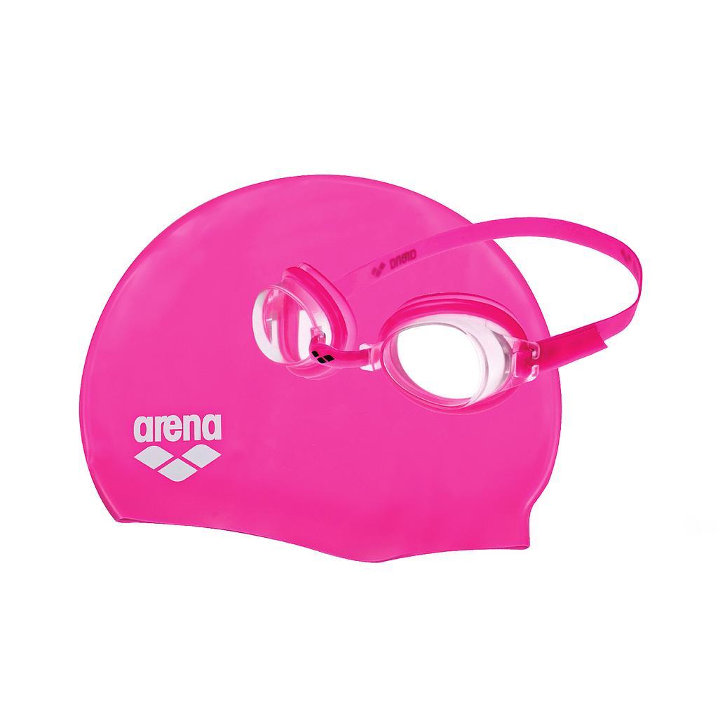 Arena Set Gorras Lentes Unisex Natacion Pool Jr Set Fuchsia Clear Fuchsia White