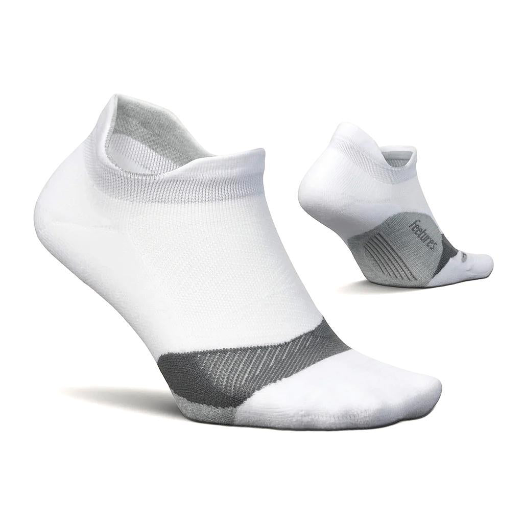 E50301582 Feetures Medias Unisex Running Elite Light Cushion No Show Tab White
