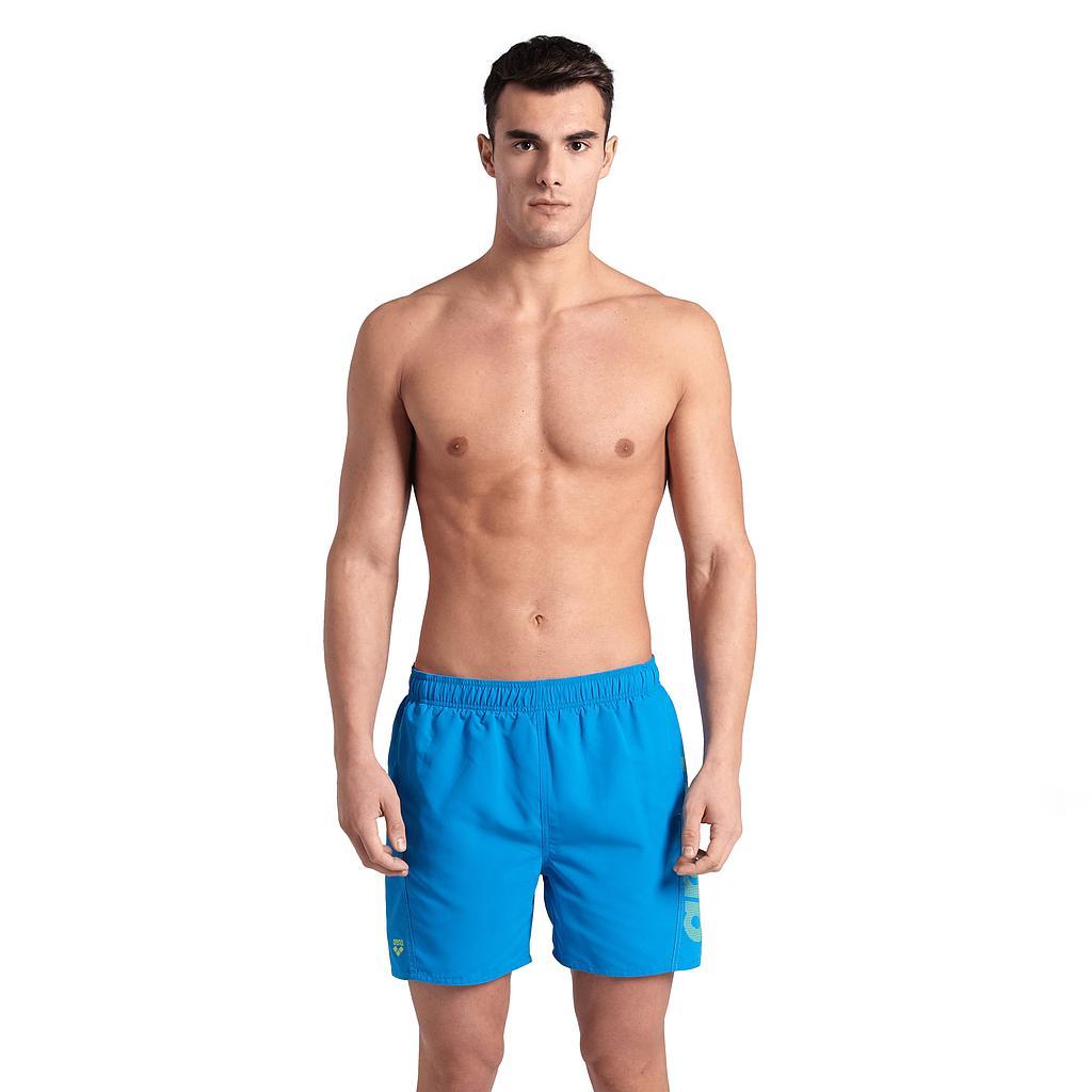 Arena Shorts Masculino Natacion Fundamentals Logo Boxer R Blue Lake Soft Green