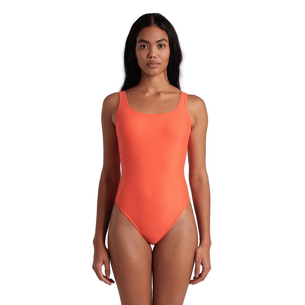Arena Traje de baño Femenino Natacion Team Stripe Swimsuit U Back Calypso Coral