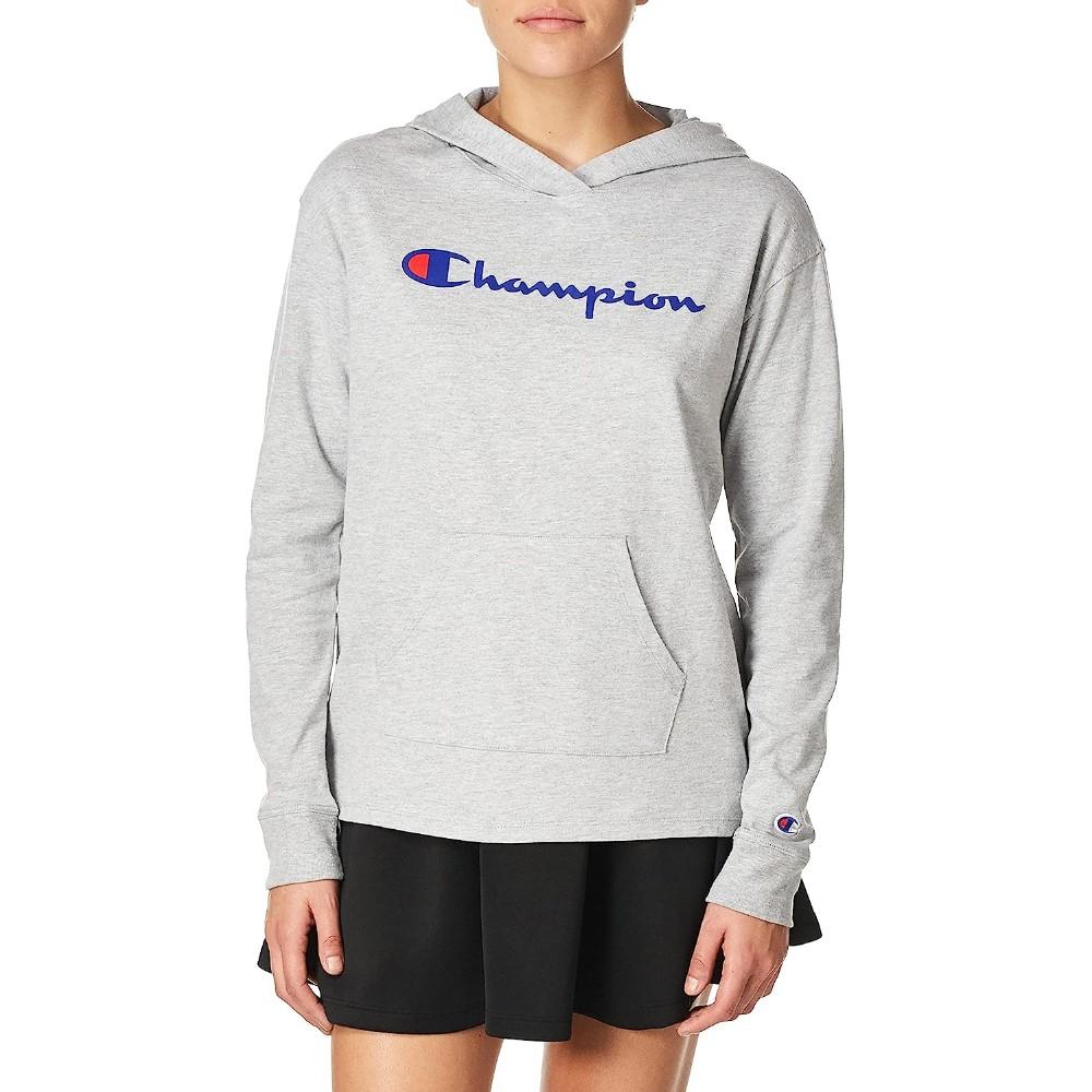 Champion Hoodie Femenino Middleweight Jersey Hoodie Graphic Oxford Gray