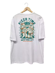 Remera Masculino  Oversized Pizza Time Blanco